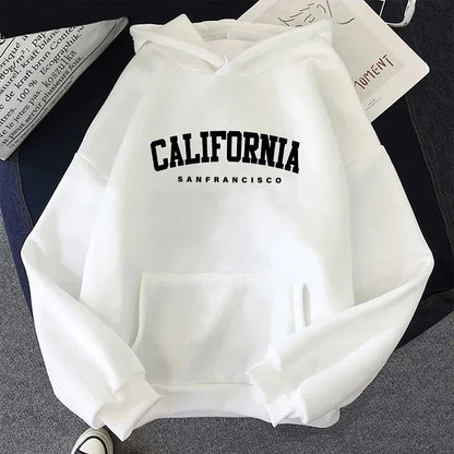 Plus Size 2025 California Fashion Sweatshirts for Woman Casual Sporty Hooded Long Sleeve Pullover Autumn Winter Comfort Hoodies