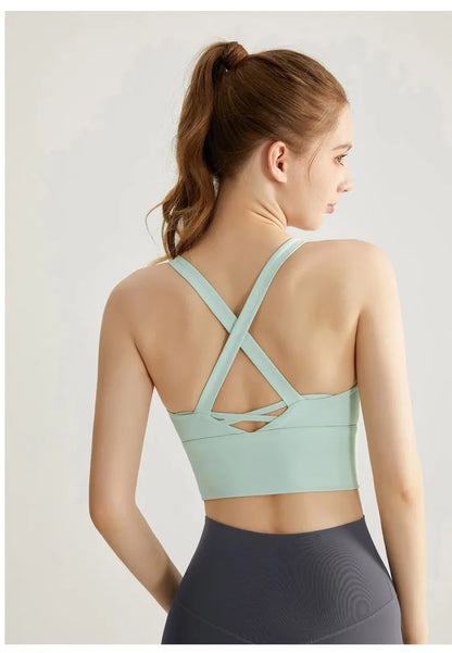 Seamless Sports Bra - Breathable Push Up Running Fitness Crop Top With Rear Buckle