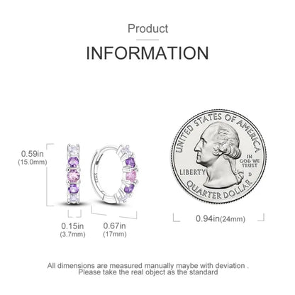 MISEFF Real 925 Sterling Silver Earring Gradual Change Green Blue Colored Zircon Hoop Earrings Engagement Wedding Jewelry Gifts