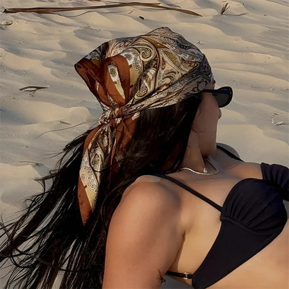 Luxury Silk Head Scarf - Soft Summer Foulard Bandana for Women