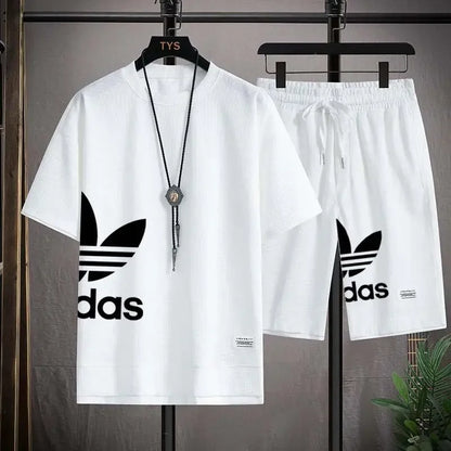Summer 2026 New Men's pullover sportswear Set, fashionable basketball men's casual short-sleeved T-shirt + shorts two-piece set