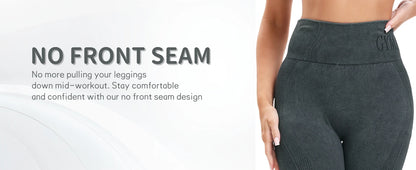 High Waisted Yoga Leggings - Seamless Butt Lifting Tummy Control Pants for Women