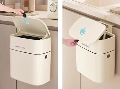 Hanging Trash Can - Stylish Kitchen  Bathroom Waste Bin with Flip Cover