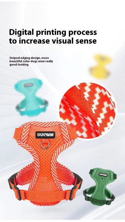 Breathable Reflective Dog Harness for Small Medium Dogs Cats Patterned Comfortable Adjustable Pet Vest with Leash