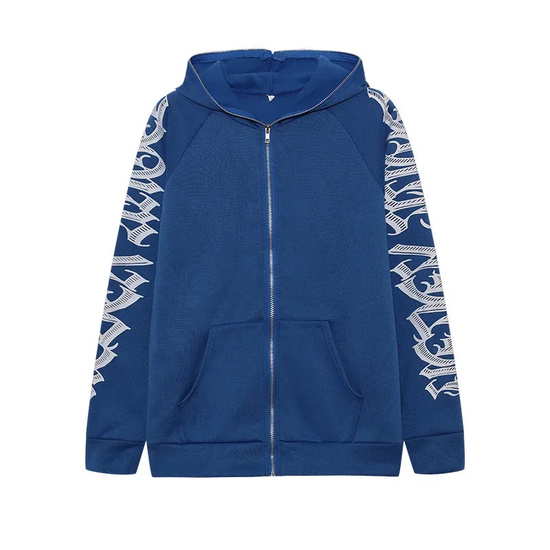 Women Crop Zip Hoodie Y2K Gothic Letter Big Hood Slim Sweatshirt Long Sleeve Cropped Jacket Street Club Daily Casual Outfit