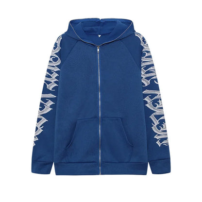 Women Crop Zip Hoodie Y2K Gothic Letter Big Hood Slim Sweatshirt Long Sleeve Cropped Jacket Street Club Daily Casual Outfit