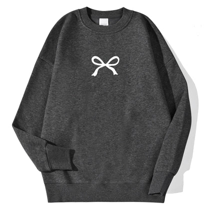 Casual Women's Sweatshirts Kawaii Bow Graphic Prints Pullover Comfortable Warm Oversize Hoodie Autumn Fleece Soft Female Clothes