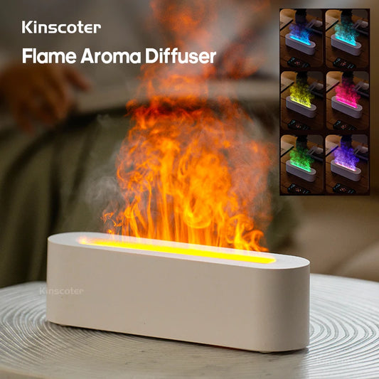 Aroma Diffuser  Humidifier - Ultrasonic Essential Oil Diffuser with RGB Flame Night Light - ZOOMNSTORE