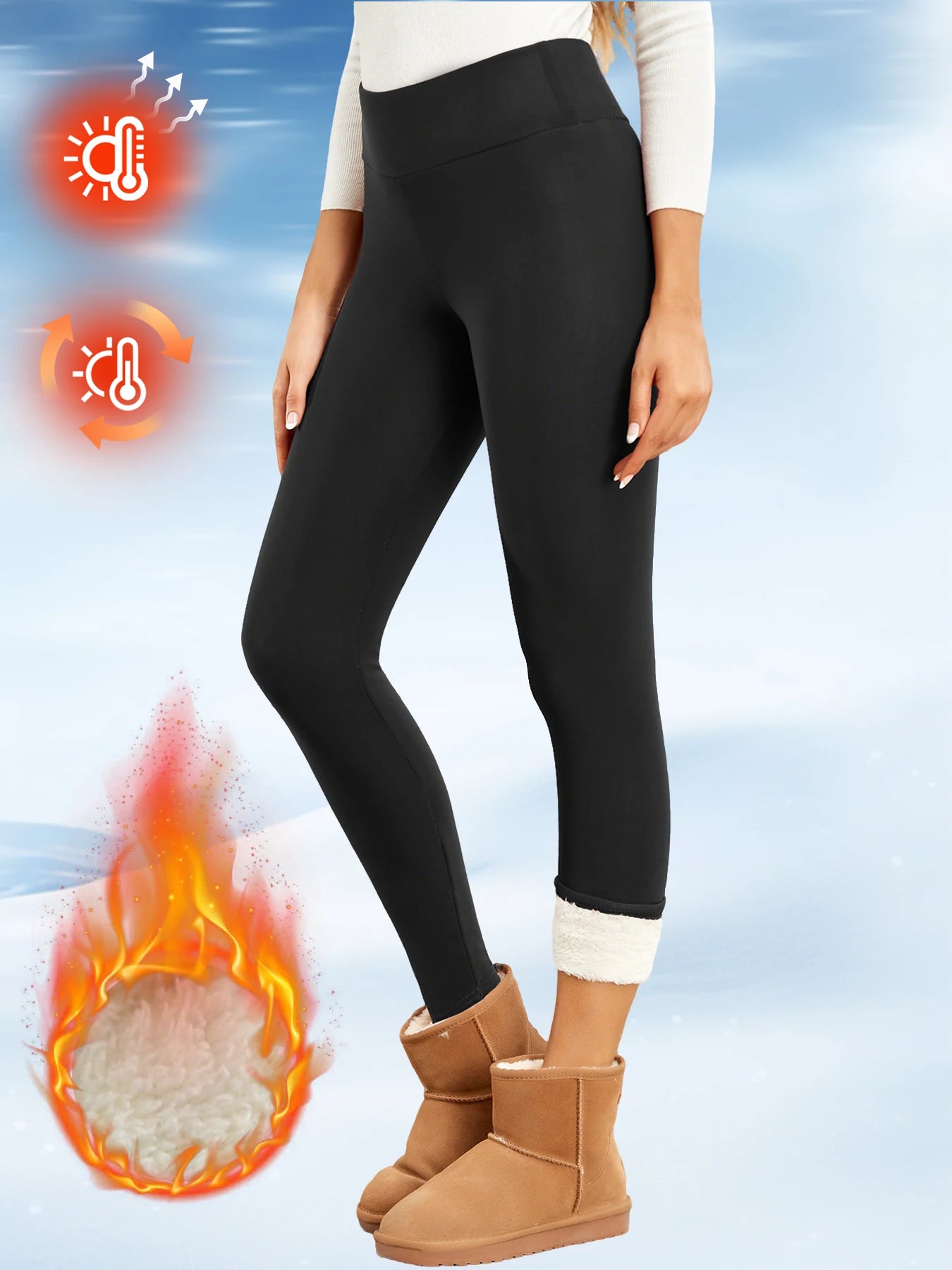 Fleece Women Leggings Thick Flared Pants High-Waisted Thermal Tights Tummy Control Winter Warm Legging Casual Wear