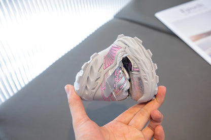 Girls Sports Shoes – Breathable Kids Mesh Sneakers With Rubber Outsole & Hook And Loop Closure