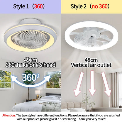 6-Speed Enclosed Circular Fan Light with Remote Control, Bedroom Fan Light, Living Room Bedroom Dining Room Ceiling Light