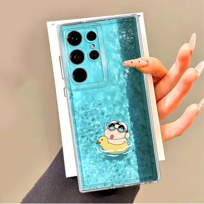 Case for Samsung Galaxy S25 Edge S24 S22 FE S21 S23 Ultra S20 Plus S26 Note 20 Ultra 10 Phone Cover Cute Crayons Shinchan