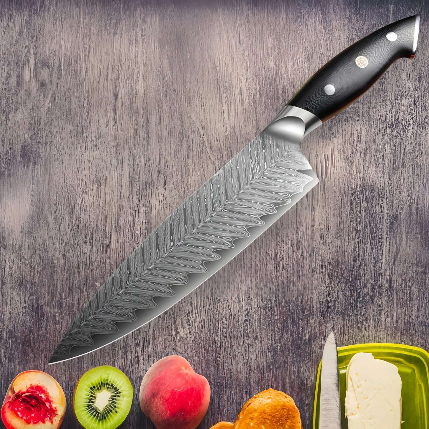 Damascus Chef Knife - AUS-10 Steel 67-Layer Vg10 Slicing Cleaver for Meat and Fish