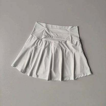 Women's High-Waisted Sports Short Skirt Anti-Glare A-Line Yoga Pants Skirt with Inner Lining for Fitness Cool Design
