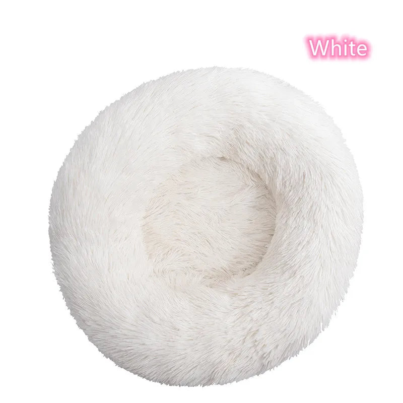 Soft Cat Bed - Plush Donut Pet Nest With Washable Corduroy Cover & Anti Slip Mat