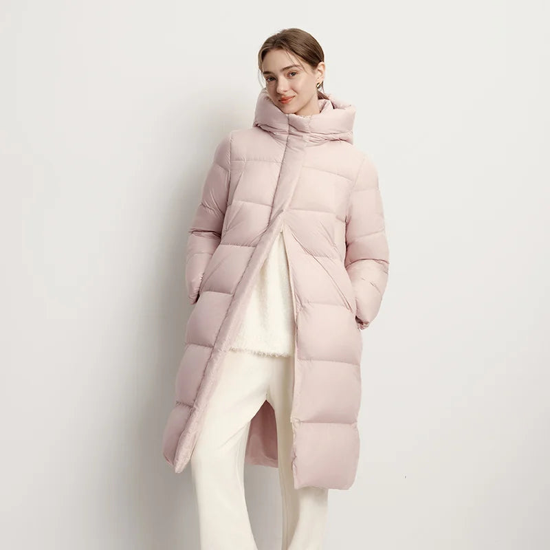 Women Down Jacket - Lightweight Waterproof Winter Coat With Self Heating Lining & Hood