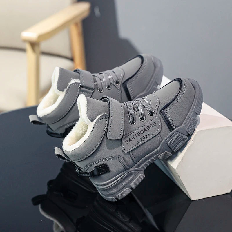 Children's Winter Boots - Waterproof Leather Snow Boots With Anti Slip Sole