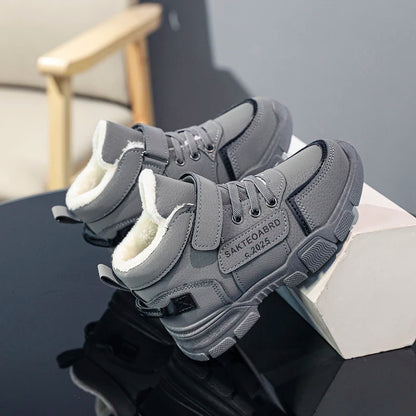 Children's Winter Boots - Waterproof Leather Snow Boots With Anti Slip Sole