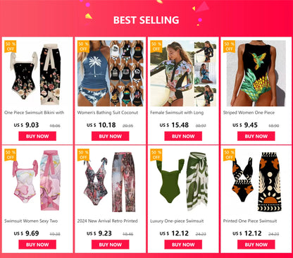 Sexy and Fashionable Swimsuit 2026 Women's Retro Printed Push Up Swimsuit with One Piece Swimsuit Women Hot Spring Bikini Cut