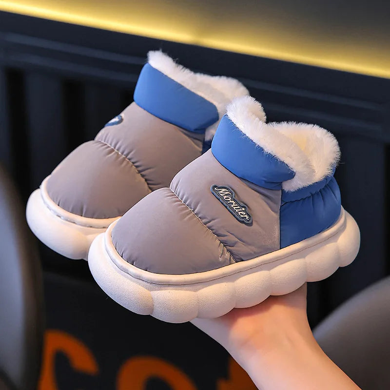 Children Winter Slippers - Waterproof Kids Cotton Slippers | Warm Woolen Home Shoes