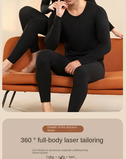 Men Wool Winter Long Sleeves Thermal Warm Thick Sweater Thermal Underwear Soft Fleece Lined Long Johns Set Thermal Clothes
