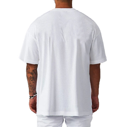 Oversized Breathable Loose Mens Sport T-Shirts Gym Fitness Bodybuilding Half-Sleeve Shirts Summer Quick Dry Mesh Casual Clothing