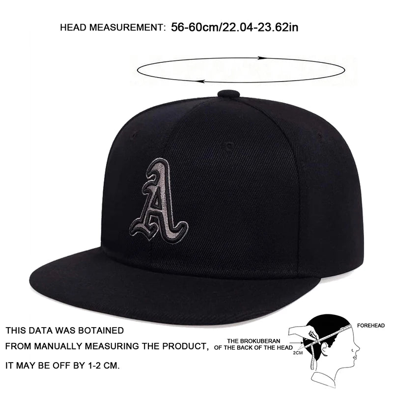 1piece Unisex Gothic Letter A Embroidery Hip-hop Hats Outdoor Adjustable Casual Baseball Caps Sunscreen Hat