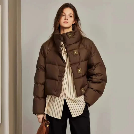 Women Winter Loose Thicken Cotton Parkas American Style Vintage Casual Lapel Solid Color Button Chic Outdoor Thermal Coats 2026