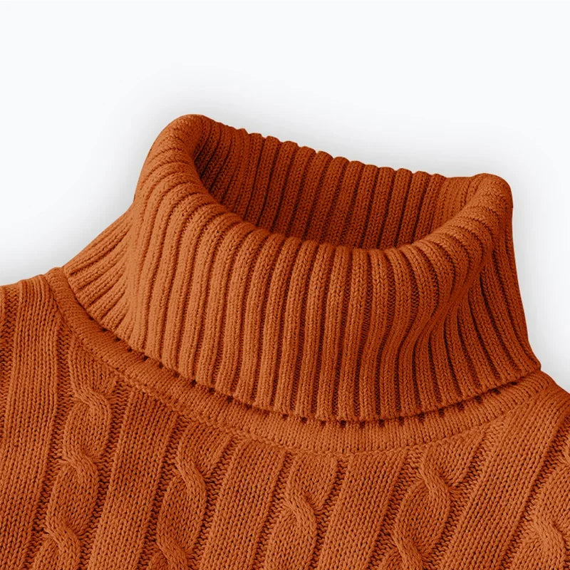 Men's Turtleneck Sweater - Knitted Pullover With Argyle Pattern | Warm Wool Casual Top