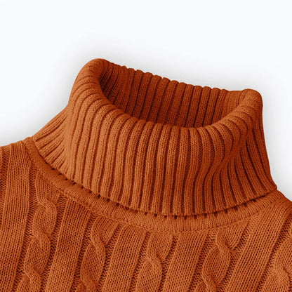 Men's Turtleneck Sweater - Knitted Pullover With Argyle Pattern | Warm Wool Casual Top