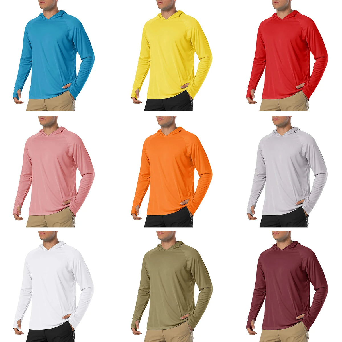 TACVASEN Sun Protection T-Shirts Mens Long Sleeve Hoodie Casual UV-Proof T-Shirts Breathable Lightweight Quick Dry T-Shirts Male