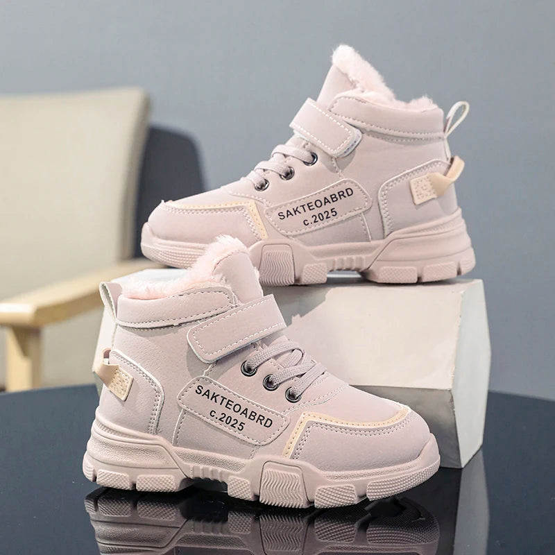 Children's Winter Boots - Waterproof Leather Snow Boots With Anti Slip Sole