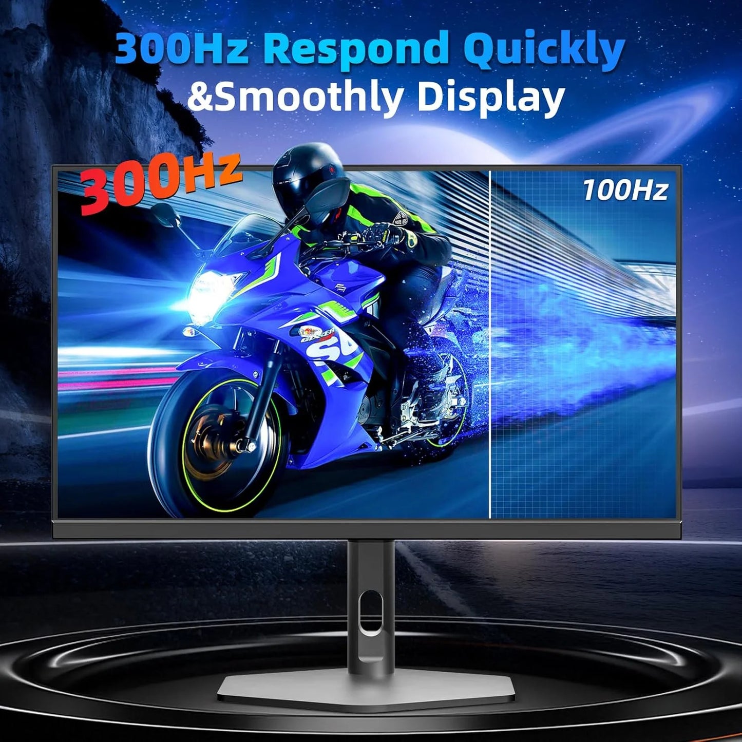 27 Inch Gaming Monitor - 2K 1440P IPS, 300Hz Refresh Rate, 0.8ms Response Time