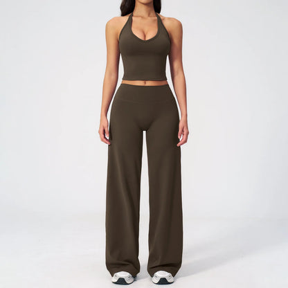 Women's Fitness Set Gym Tracksuit Breathable Sports Bra Flared Trousers Suit Workout Clothing Sportswear Female Athletic Wear