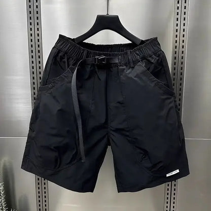 2025 Men's Large Pocket Waistband Work Shorts Summer Thin New Loose Straight Half Middle Pants