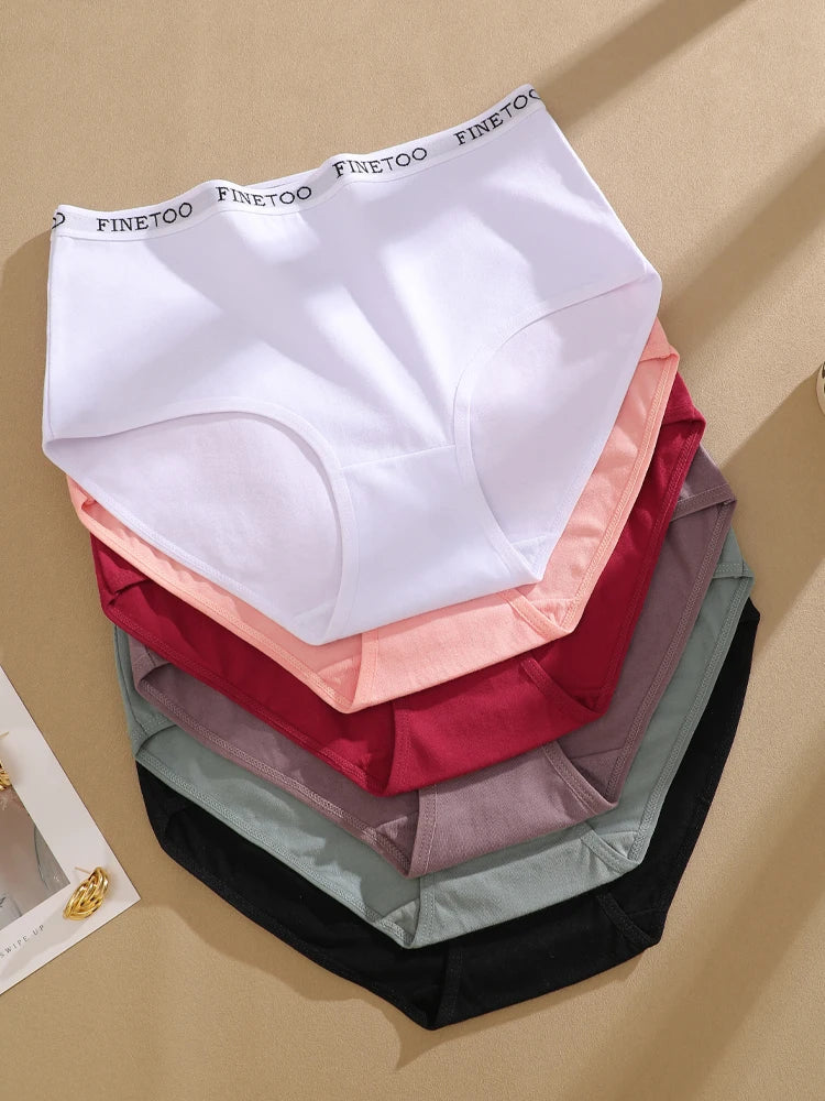 FINETOO 5PCS/Set Cotton High Waist Panties Women's Seamless Breathable Underwear Sexy Stretchy Comfort Briefs Lingerie S-XXL