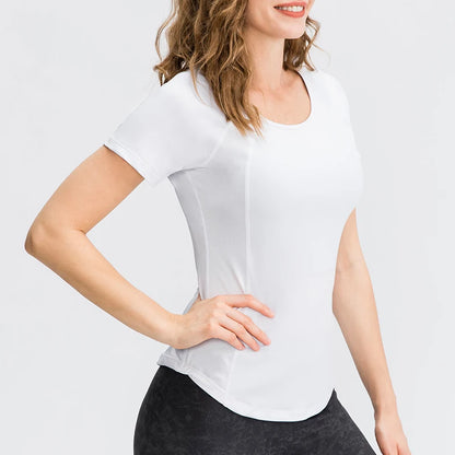 Women Yoga Tops - Breathable Quick Dry Short Sleeve Fitness Running Shirt