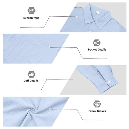 Men's Autumn Loose Trend Linen Solid Color Simple Lapel Long-Sleeved Shirt Beach Trousers Set