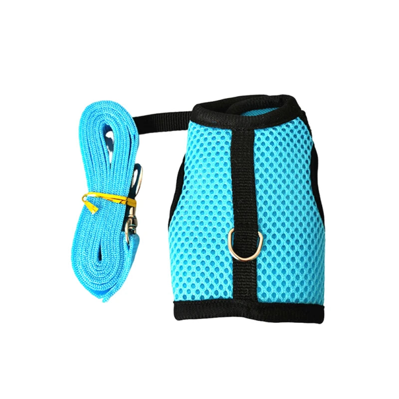 Solid Adjustable Pet Harness and Leash for Rabbit Bunny Cat Ferrets Outdoor Walking Pets Supplies Lapin Accessoires Pour Animaux