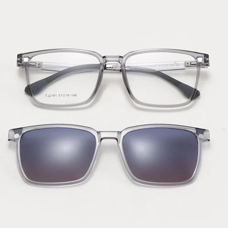 Magnetic Clip-On Glasses – Polarized Prescription Sunglasses with TR90 Frame for Men Women