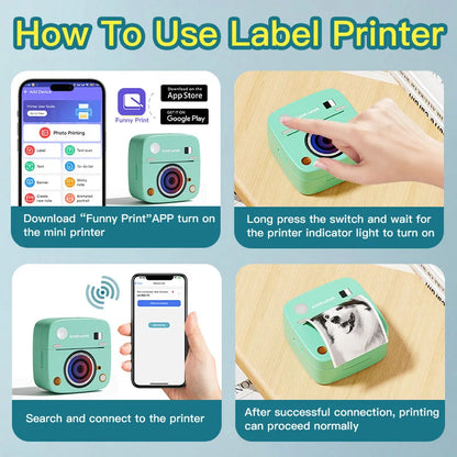 New Photo Sticker Printer  C1Kitchen Label Printer 1200mAh Battery Type-C Smart Bluetooth Mini Printers for iOS Android Phone