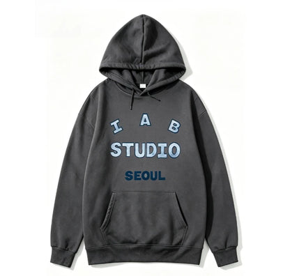 2026 new Hoodie with mottled distorted patterns multi-line text graphics with gradual color changes suitable for both men women