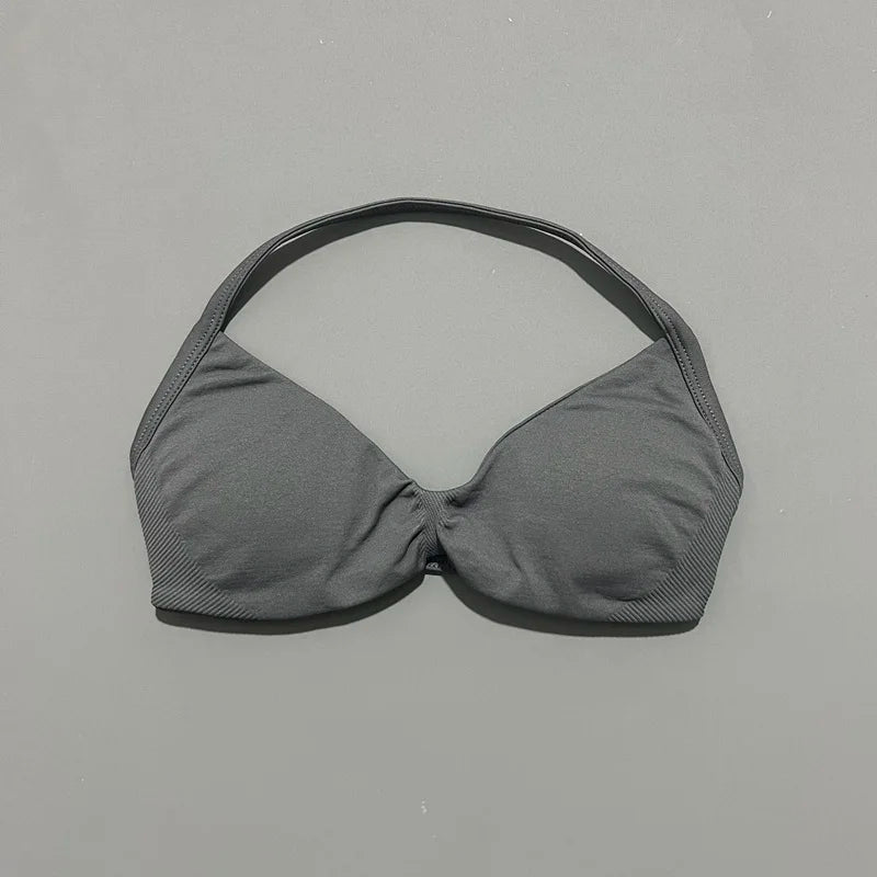 Impact Sports Bra - High Support Strappy Halter Bra With Removable Pads