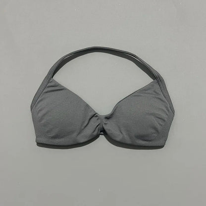Impact Sports Bra - High Support Strappy Halter Bra With Removable Pads