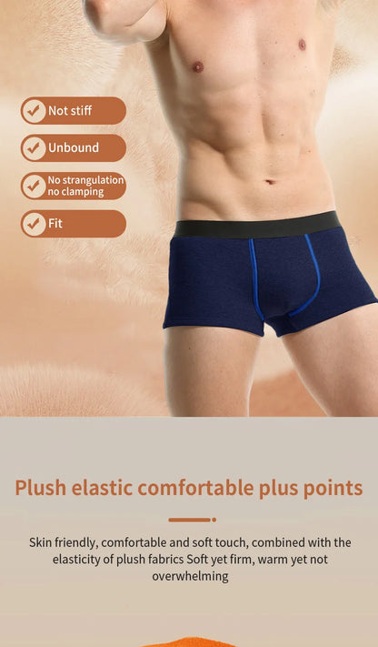 3-Pack of Warm Underwear for Men, Velvet and Thickeneded, Men's Boxer Briefs, Autumn and Winter Cold-Proof Shorts, Boys' Sports