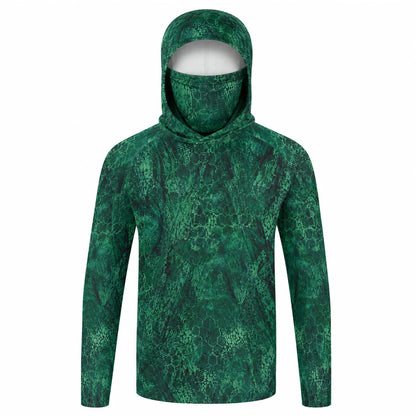 Men's Hooded Fishing Shirt with Face Mask UPF 50+ Sun Protection Long Sleeve Outdoor Performance Hoodie