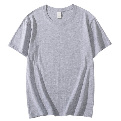 Solid Color T-Shirt - Heavy Cotton Fabric Crewneck Tee for Men & Women, Short Sleeve Casual Top