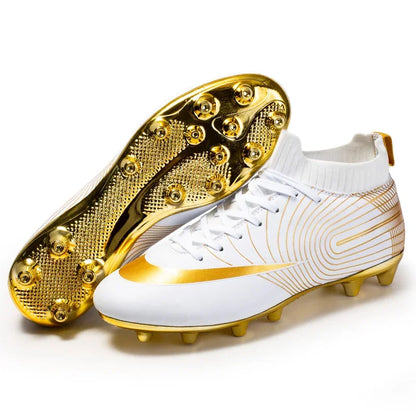 Men Football Boots – Lightweight Leather Soccer Shoes With Ankle Support Cleats