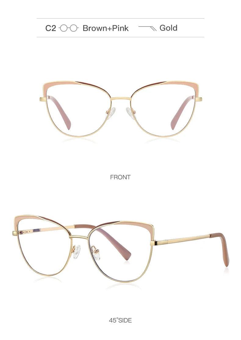 Photochromic Prescription Glasses Women Cat Eye Butterfly Frame Progressive Eyewear