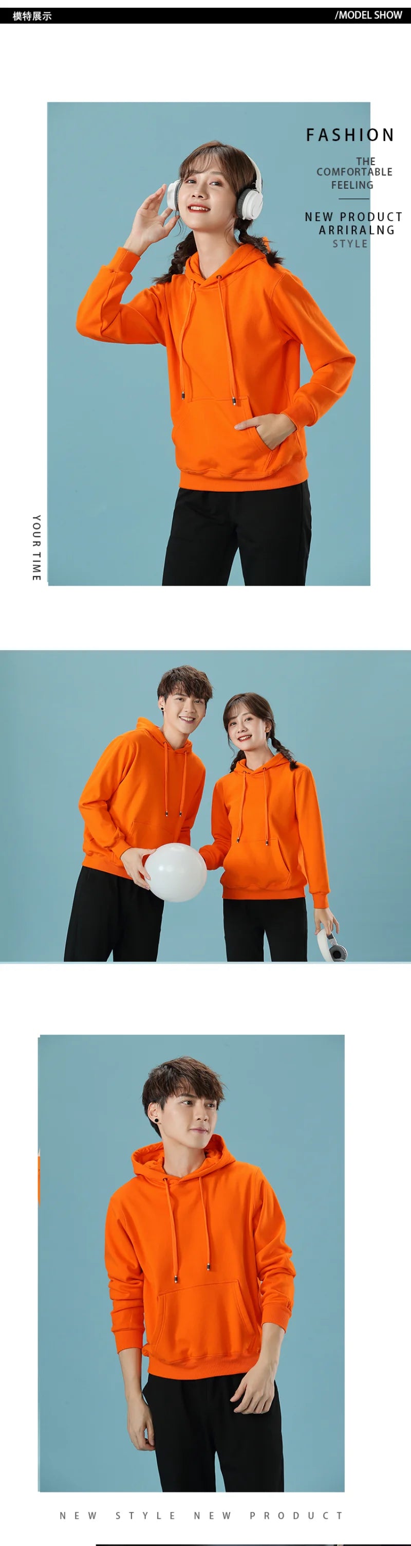 Cotton Men's and Women's Hooded Hoodie Pullover Custom Spring and Autumn Casual Hoodie Printed Logo Embroidery Design
